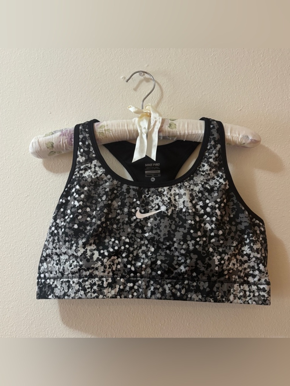Nike Black & White Speckle Racerback Sports Bra